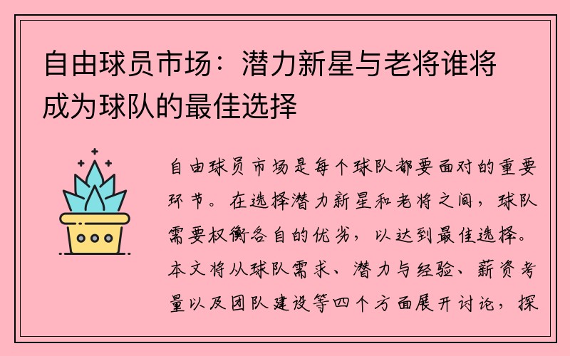 自由球员市场：潜力新星与老将谁将成为球队的最佳选择
